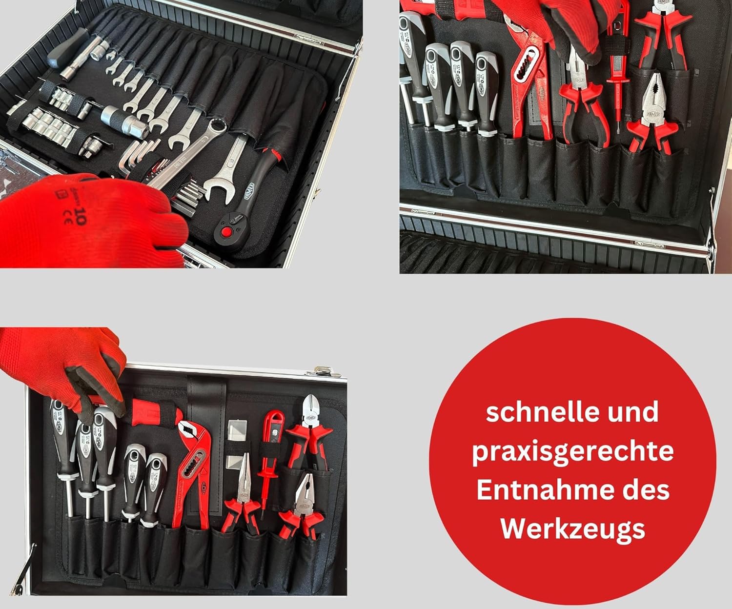 🔥 Angebote & Aktionen – FAMEX 745-46 Aluminium Tool Box Filled with High-Quality Tool Set - Tool Box, Complete Tool Box, All Screw Tools Chrome Vanadium, Screwdriver Made in Germany – Bild 4