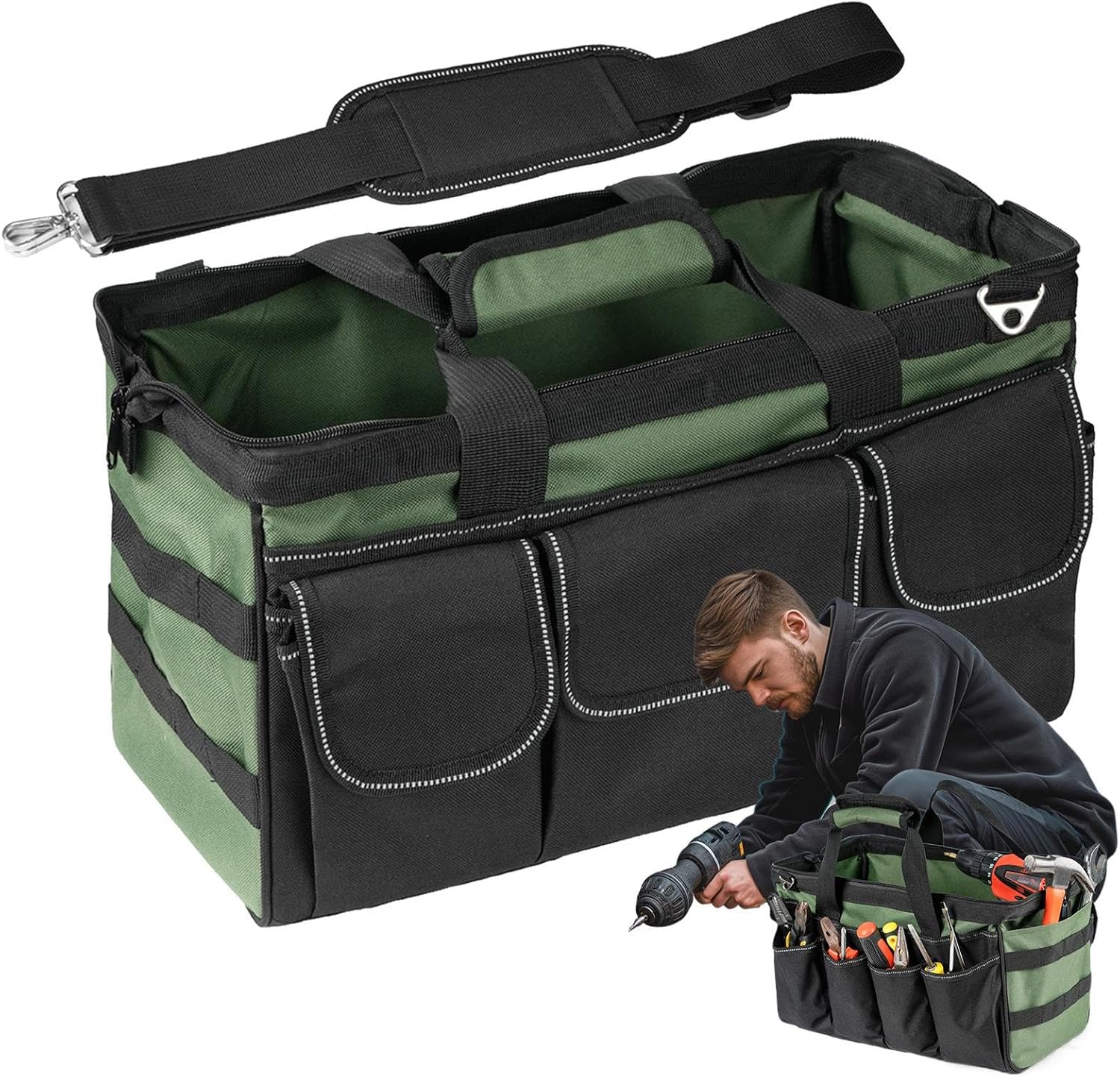 🔥 Angebote & Aktionen – Werkzeugtaschen für Männer - Robuste Tragbare Organizer - Werkzeugkoffer mit Reißverschluss,Mechaniker Klempner Werkstatt Reparatur Schraubendreher Bohrerbits – Bild 8