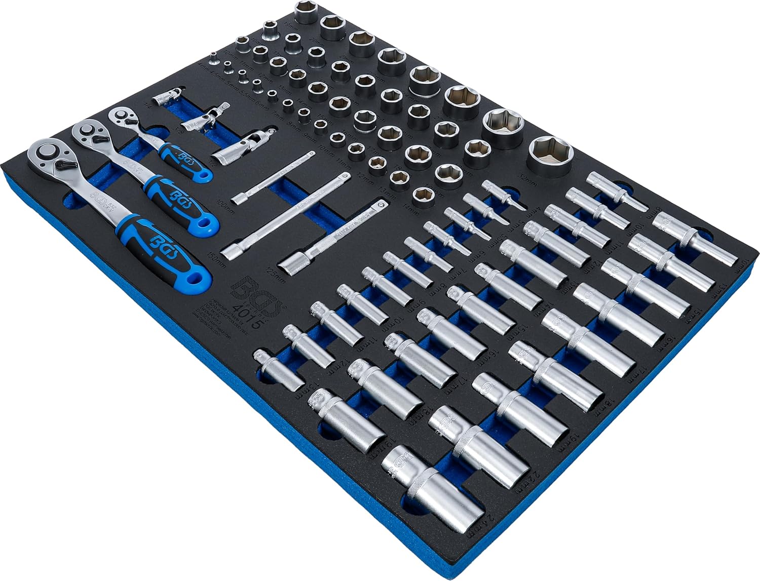 🚗 KFZ & Werkstatt – BGS 4015 3/3 Tool Tray Ratchet/Socket Set, Multi-Colour, 80 Piece – Bild 2