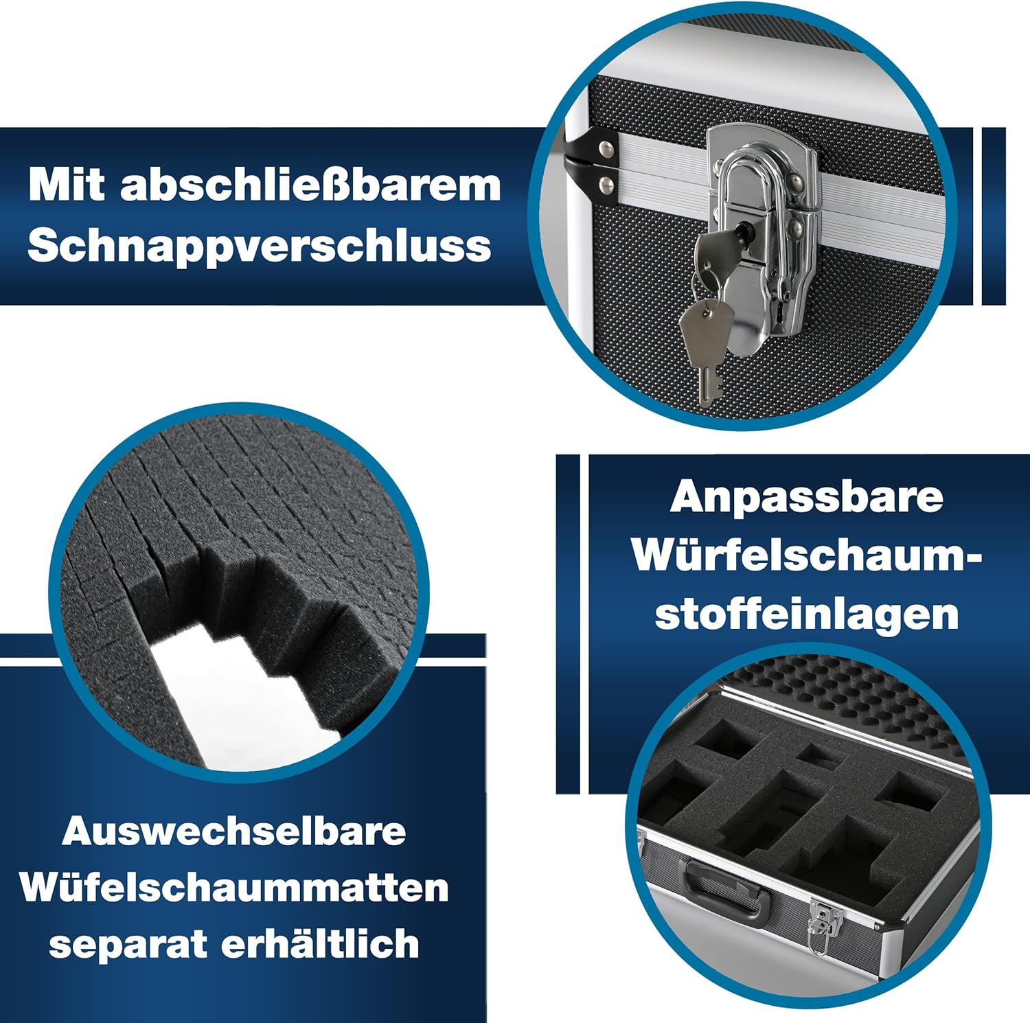 🔥 Angebote & Aktionen – PeakTech 7305 Universal Case for Measuring Equipment, Robust Carrying Case, Tool Storage, Cube Foam Plates, Foam Padding, Lockable, Dust Protection, L 405 x 330 x 150 mm – Bild 6