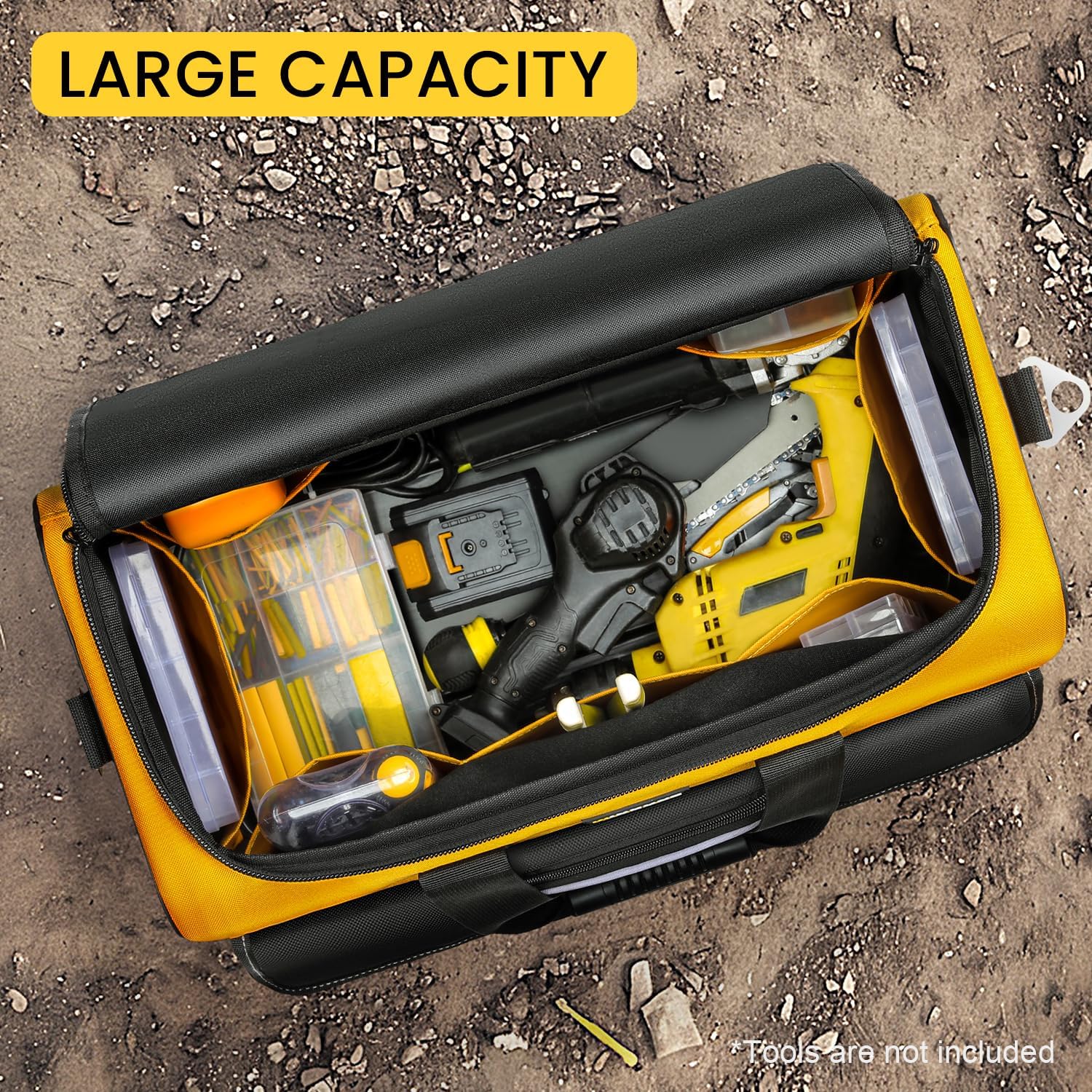🔥 Angebote & Aktionen – WINHUNT Tool Bag, 20 Inch Tool Organisers, 600 Denier Large Tool Bag for DIY & Equipment Storage, Yellow and Black (50 cm/20 Inches) – Bild 6