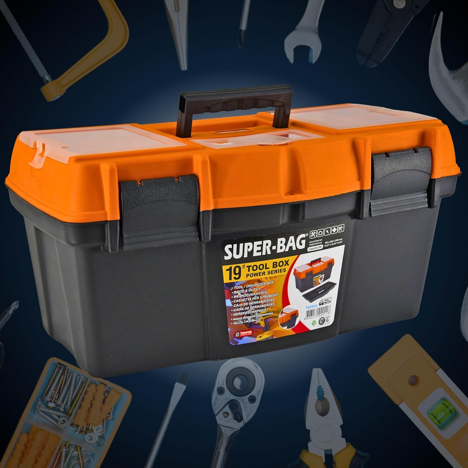 🔥 Angebote & Aktionen – Empty Classic Tool Box 19 Inches (49 x 26 x 24 cm), Lockable, Tool Box with Handle and Small Parts Compartments & Ideal for DIY, Craftsmen, Plastic Tool Box – Bild 4