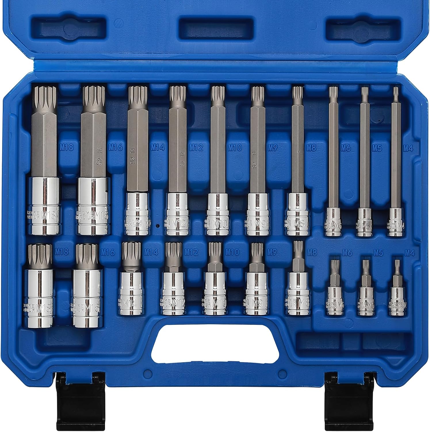 🚗 KFZ & Werkstatt – CASOMAN Spline Tip Bit Socket & XZN Triple Square Spline Bit Socket Set, 1/2 & 3/8 & 1/4-Inch Drive, 20-Piece Set, M4-M18, 12 Point Tamper Proof, CR-V & S2 Steel – Bild 8