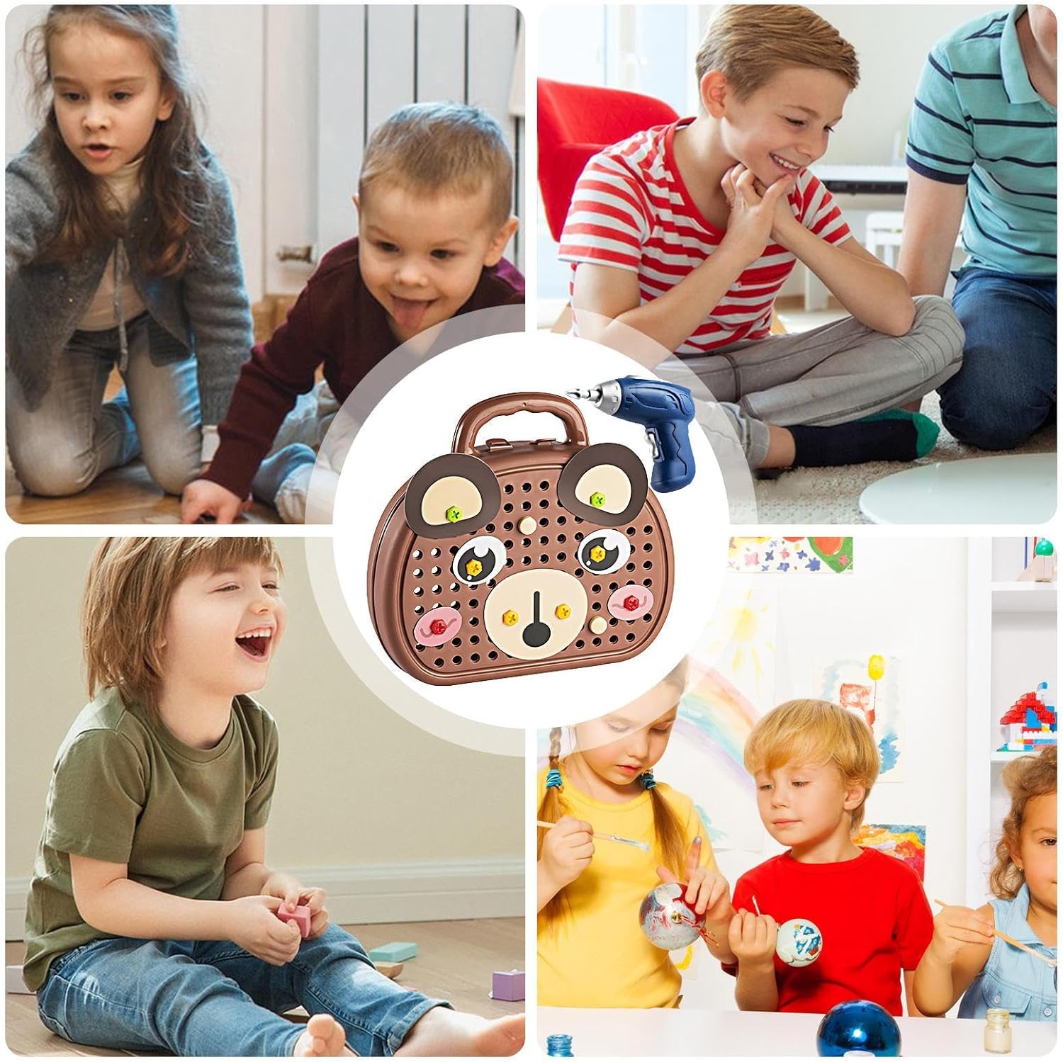 ⚡ Elektro & Technik – Kinder-Werkzeugset, Schrauben-Werkzeugkasten für Kinder mit elektrischer Bohrmaschine, pädagogisches Spielset zum Aufbau der Feinmotorik für Kinder im Vorschulalter und Kleinkinder ab 3 Jahren – Bild 6