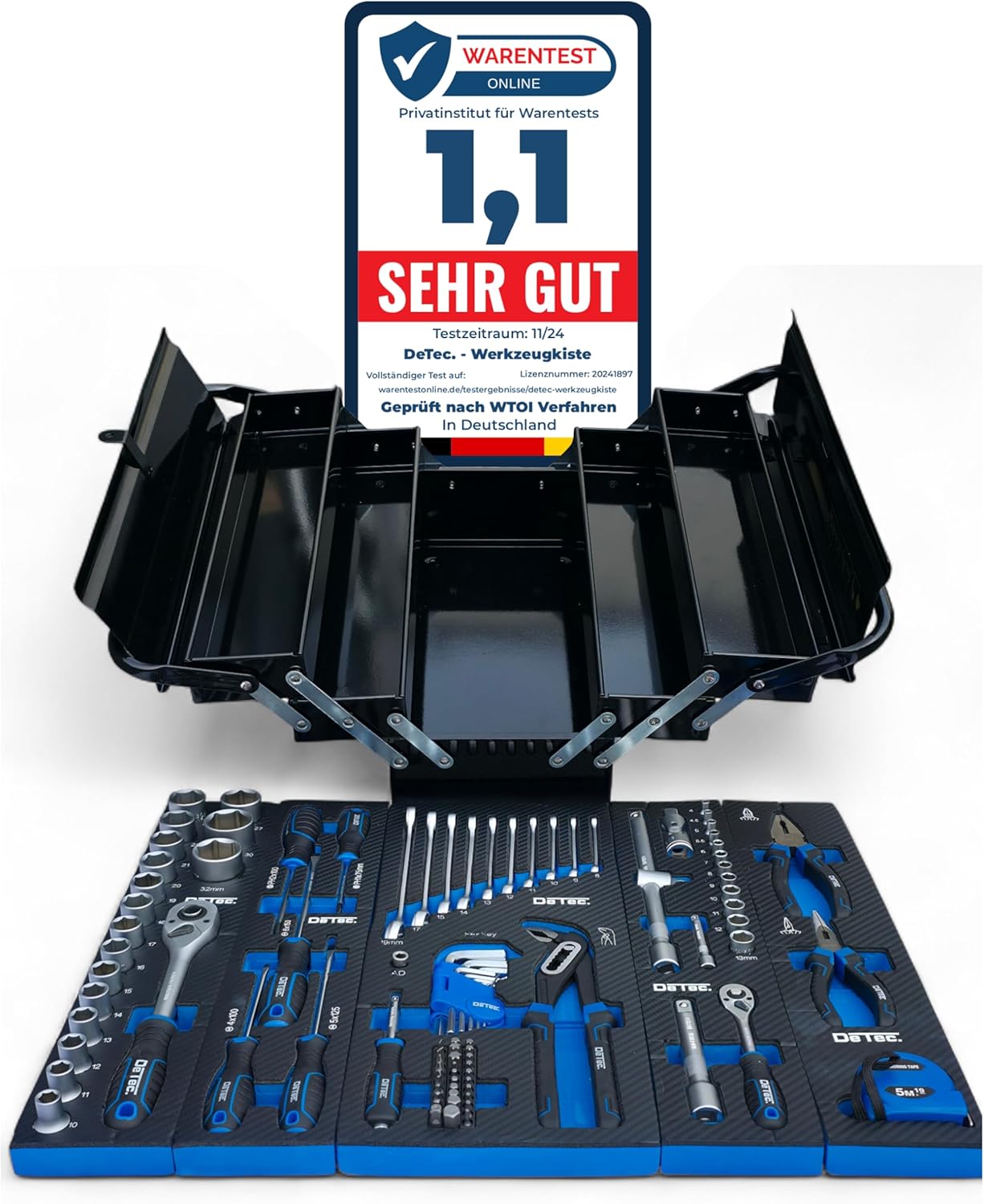 🔥 Angebote & Aktionen – Tool Box Filled Blue/Black Metal 96-Piece Tool Set with Carbon Look Insert Tool Box Blue Edition Tool Box (Black Edition)