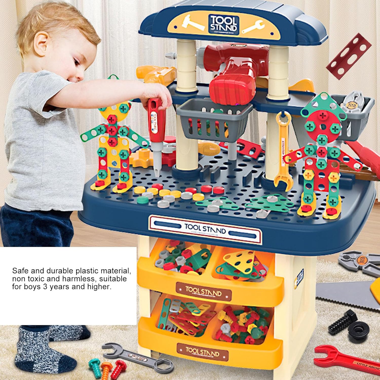 ⚡ Elektro & Technik – Hochwertiges Kinderspielzeug-Werkzeugset aus Kunststoff mit simulierter elektrischer Bohrmaschine, exquisites Handwerksbau-Schraubwerkzeugspielzeug für über 3 Jahre – Bild 2