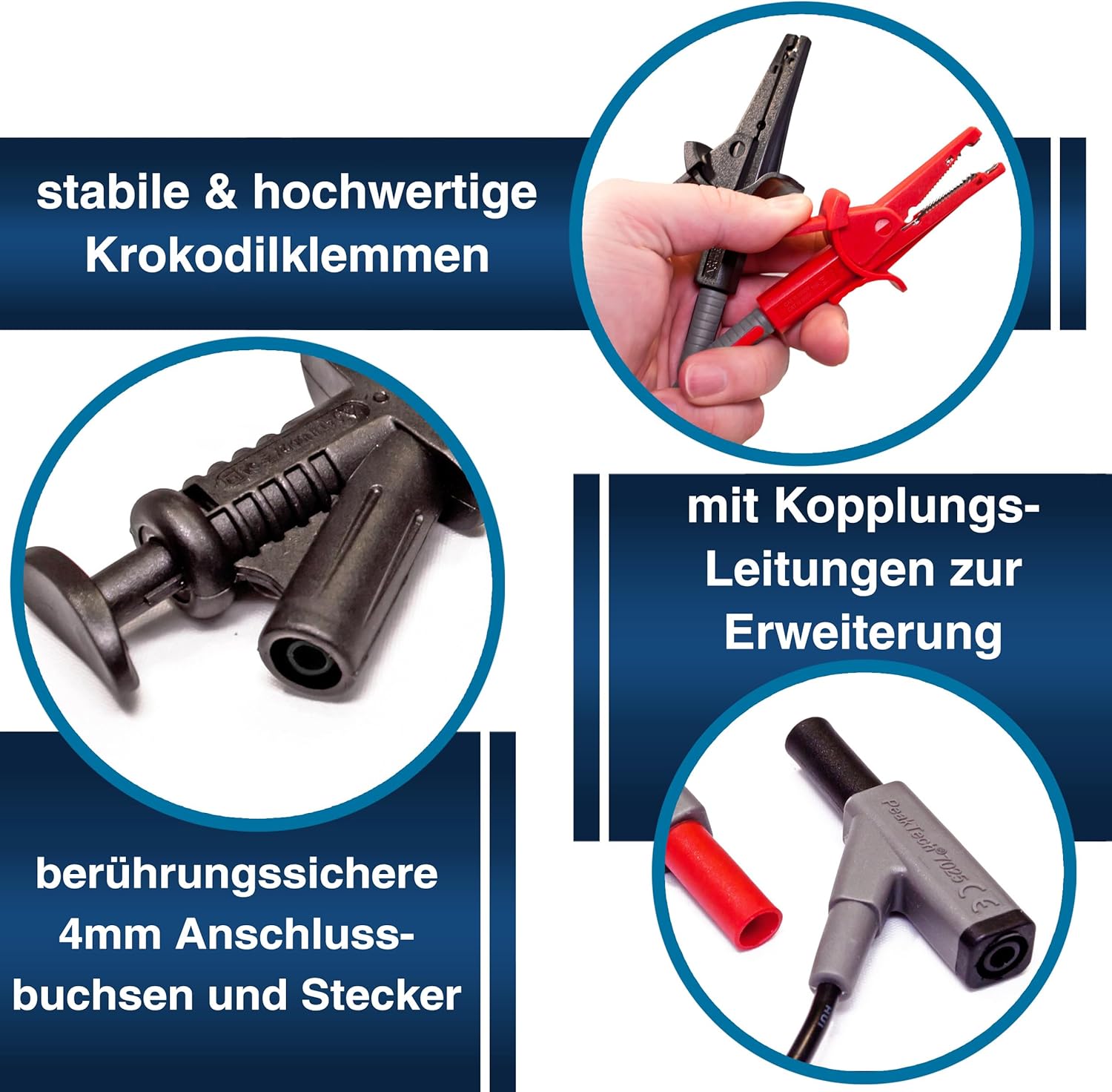 ⚡ Elektro & Technik – Peak Tech P 8200 – Messzubehör-Set für Digitalmultimeter, Prüfkabel-Set, Elektronik-Sortiment mit Prüfkabeln, Laborleitungen, Messleitungen, Krokodilklemmen, batteriebetrieben – 14-teilig inkl. Tasche – Bild 6