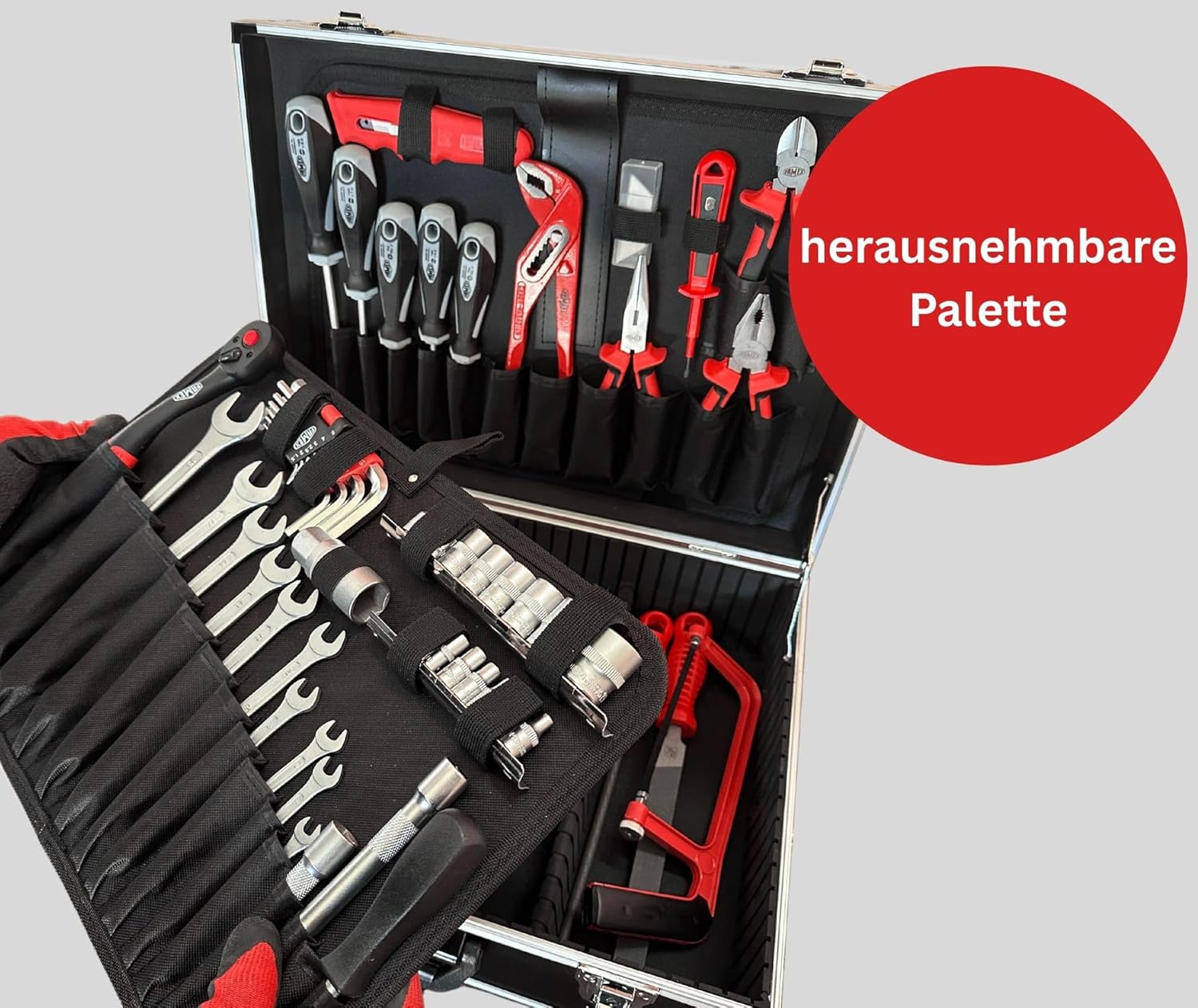 🔥 Angebote & Aktionen – FAMEX 745-46 Aluminium Tool Box Filled with High-Quality Tool Set - Tool Box, Complete Tool Box, All Screw Tools Chrome Vanadium, Screwdriver Made in Germany – Bild 3
