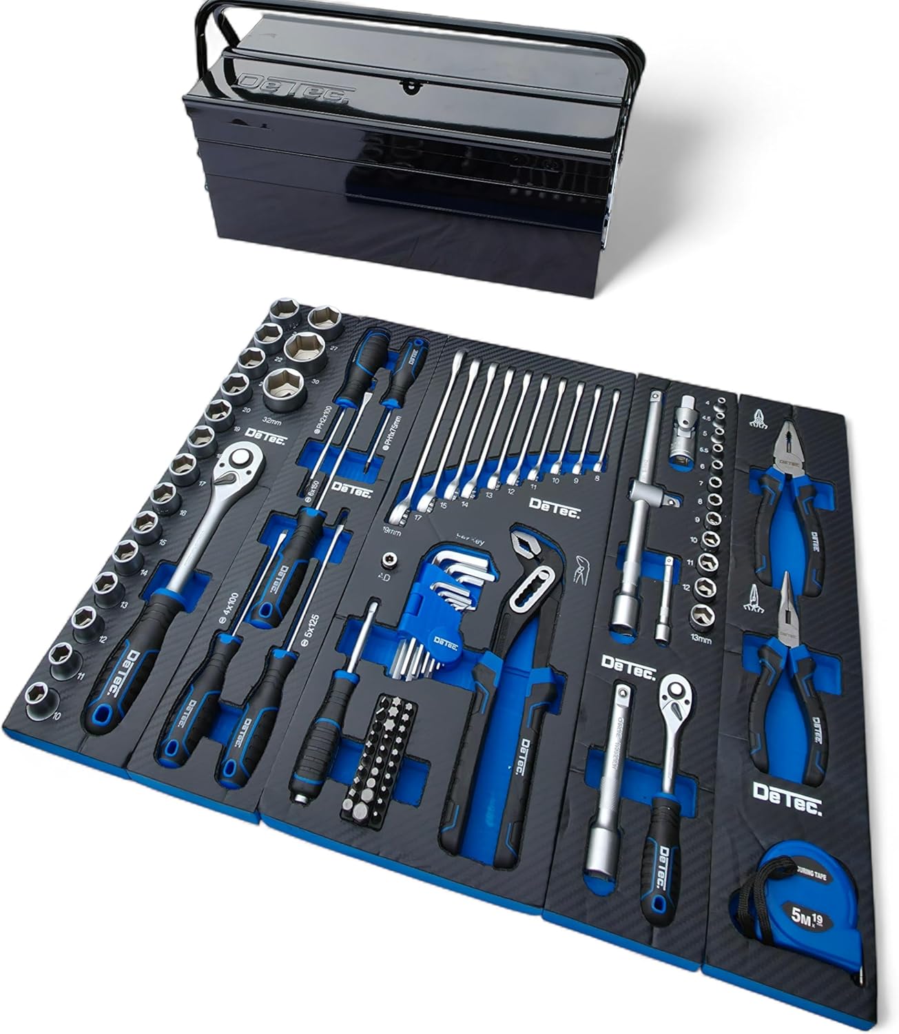 🔥 Angebote & Aktionen – Tool Box Filled Blue/Black Metal 96-Piece Tool Set with Carbon Look Insert Tool Box Blue Edition Tool Box (Black Edition) – Bild 5
