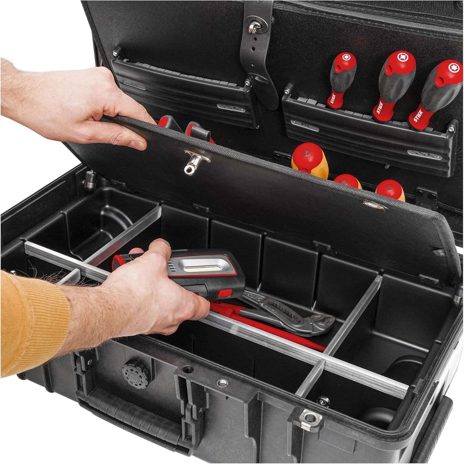 🔥 Angebote & Aktionen – STIER Tool Box | Tool Trolley | Tool Board | Tool Box Premium Design with Wheels and Telescopic Handle, Suitable for Flights, Empty, Made in Europe – Bild 2