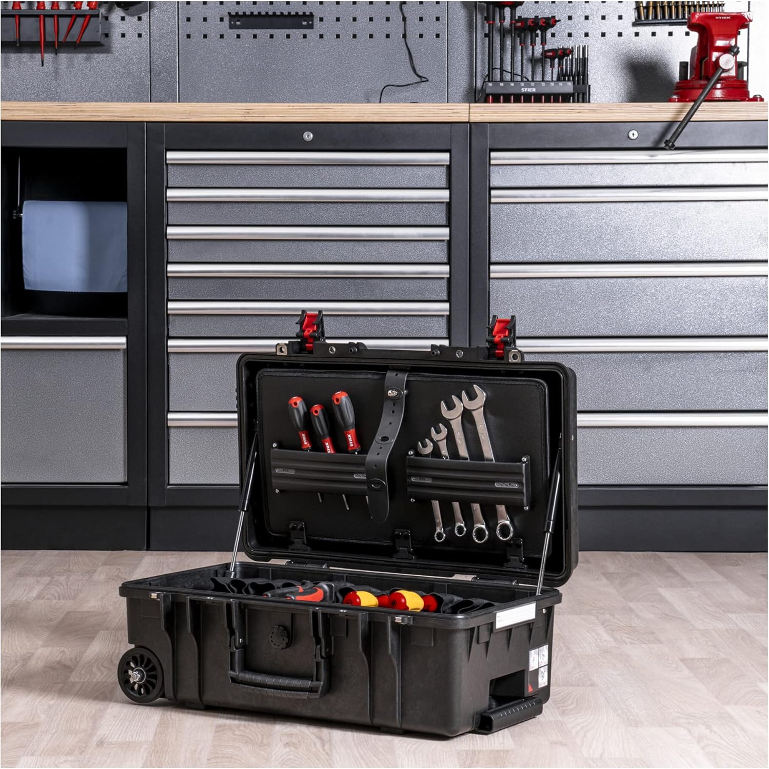 🔥 Angebote & Aktionen – STIER Tool Box | Tool Trolley | Tool Board | Tool Box Premium Design with Wheels and Telescopic Handle, Suitable for Flights, Empty, Made in Europe – Bild 4
