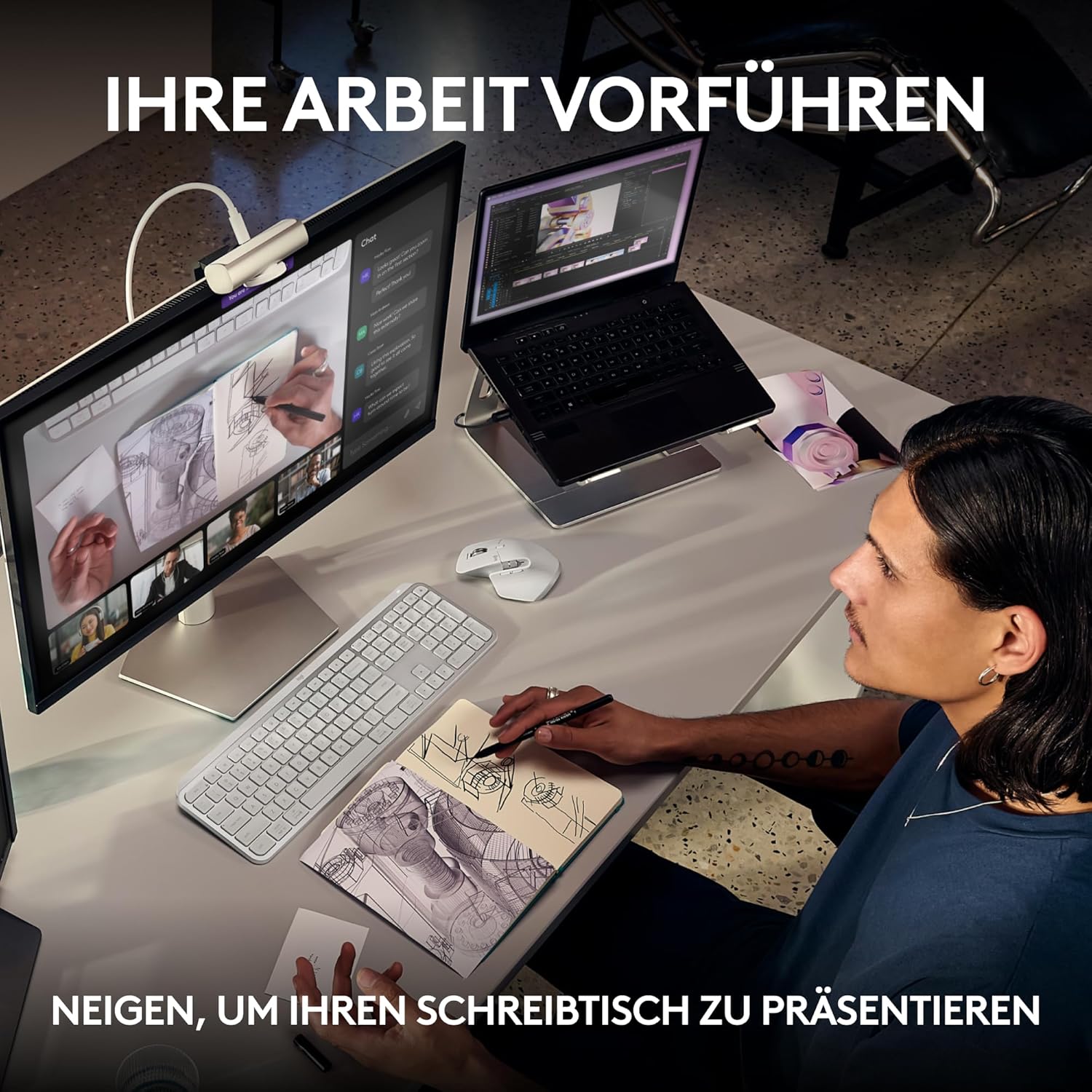 🔥 Angebote & Aktionen – Logitech MX Brio Ultra HD 4K Collaboration and Streaming Webcam, 1080p at 60 FPS, Dual Noise Reducing Mics, Show Mode, USB-C, Webcam Cover, Works with Microsoft Teams, Zoom, Google Meet, Graphite – Bild 8