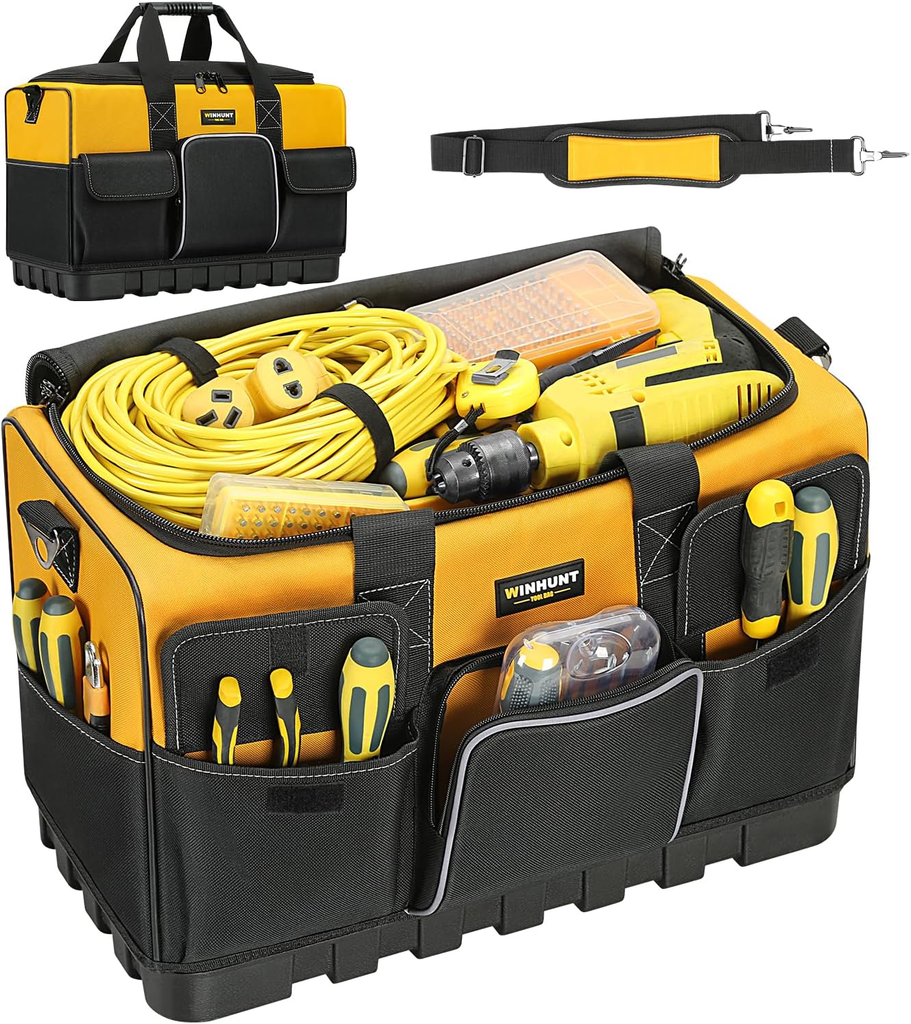 🔥 Angebote & Aktionen – WINHUNT Tool Bag, 20 Inch Tool Organisers, 600 Denier Large Tool Bag for DIY & Equipment Storage, Yellow and Black (50 cm/20 Inches)