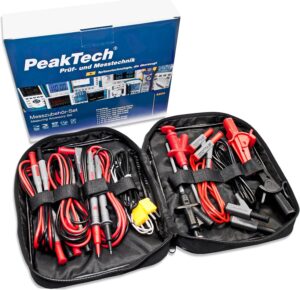 ⚡ Elektro & Technik – Peak Tech P 8200 – Messzubehör-Set für Digitalmultimeter, Prüfkabel-Set, Elektronik-Sortiment mit Prüfkabeln, Laborleitungen, Messleitungen, Krokodilklemmen, batteriebetrieben – 14-teilig inkl. Tasche