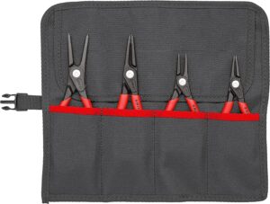 ⚒️ Bau & Montage – Knipex 00 19 57 Innen-/Außen-Präzisionszange, gerade, Schwarz/Rot/Silber, 4-teiliges Set