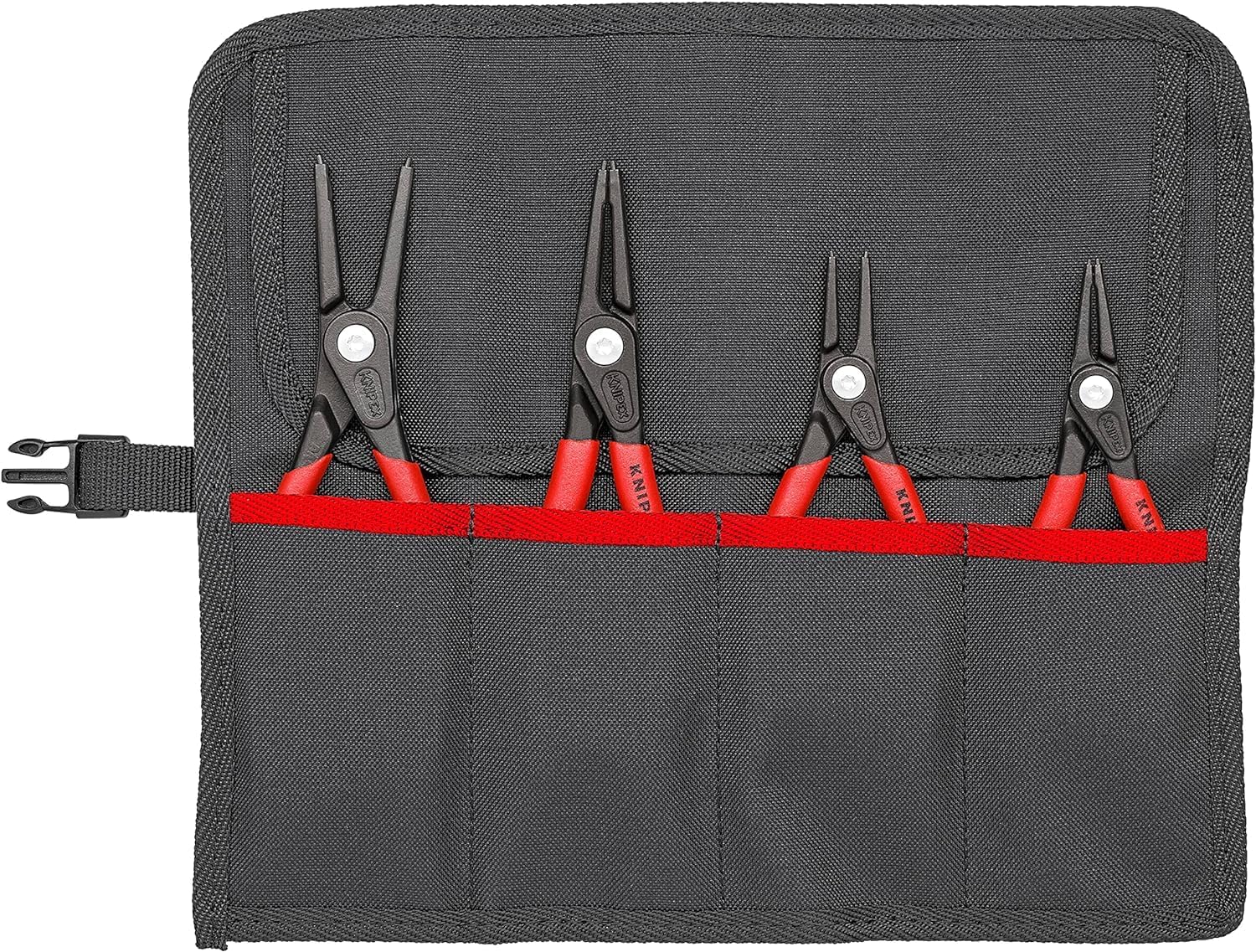 ⚒️ Bau & Montage – Knipex 00 19 57 Innen-/Außen-Präzisionszange, gerade, Schwarz/Rot/Silber, 4-teiliges Set