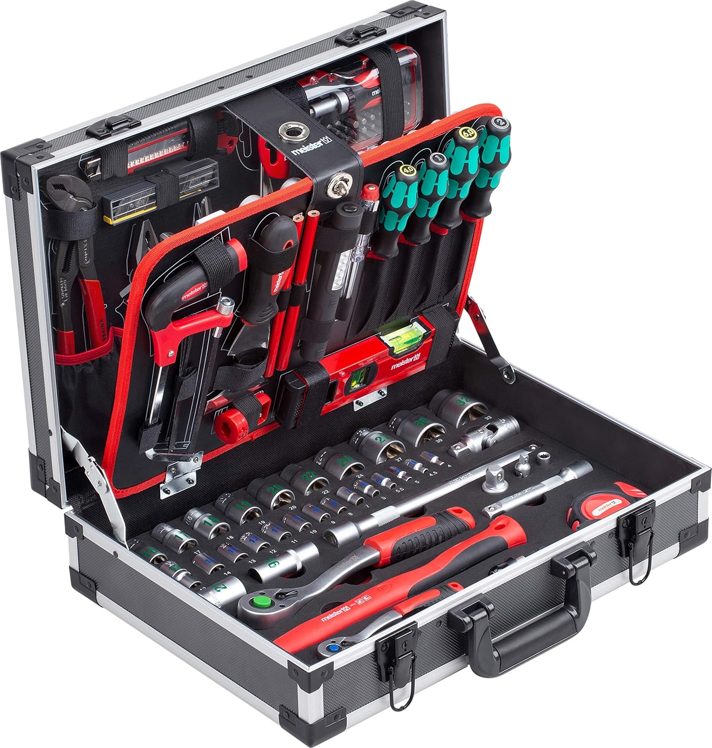 🔥 Angebote & Aktionen – Meister 8971490 109-Piece Tool Box, Solid Aluminium Case, Tool Set for the Home, Garage & Workshop, Professional, Filled Tool Box / Tool Chest / Complete Toolbox with Tools